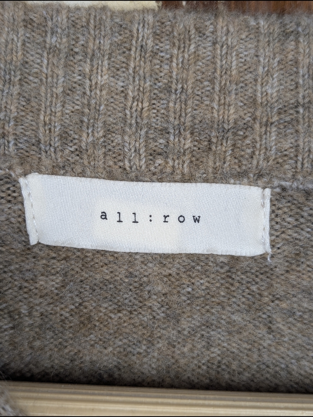 All Row Beige Fuzzy Cropped Boxy Sweater Size Small Minimalist Oversized - Picture 7 of 8
